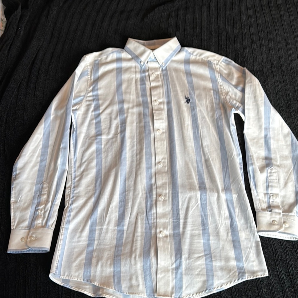 U.S. Polo Association Men's Blue Striped Shirt 15.5